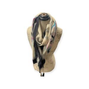 Anthropologie ivory multicolored oversized scarf, purple, aqua, cream